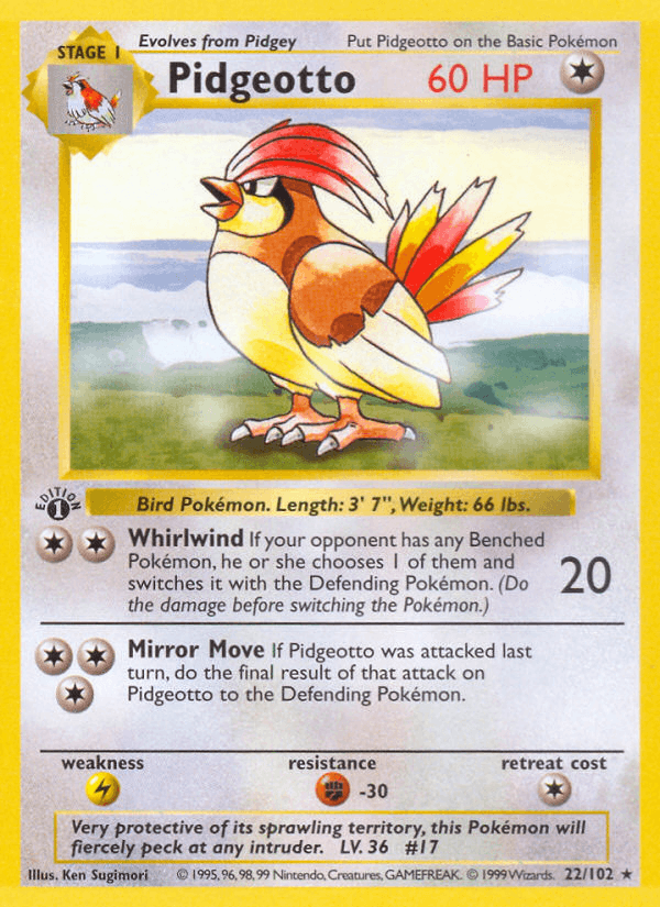 Pidgeotto 22/102 Base Set English Pokémon card