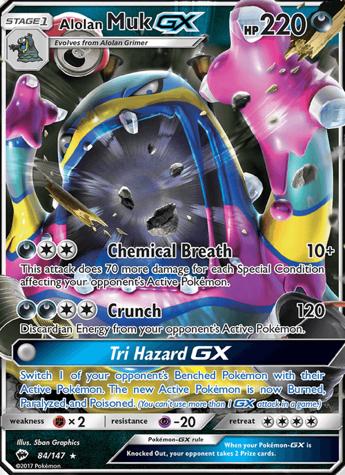 Alolan Muk GX 84/147 Burning Shadows English Pokémon card