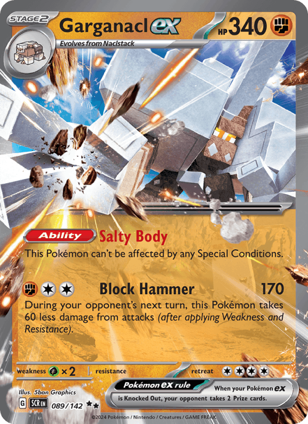 Garganacl ex 89/142 Stellar Crown English Pokémon card