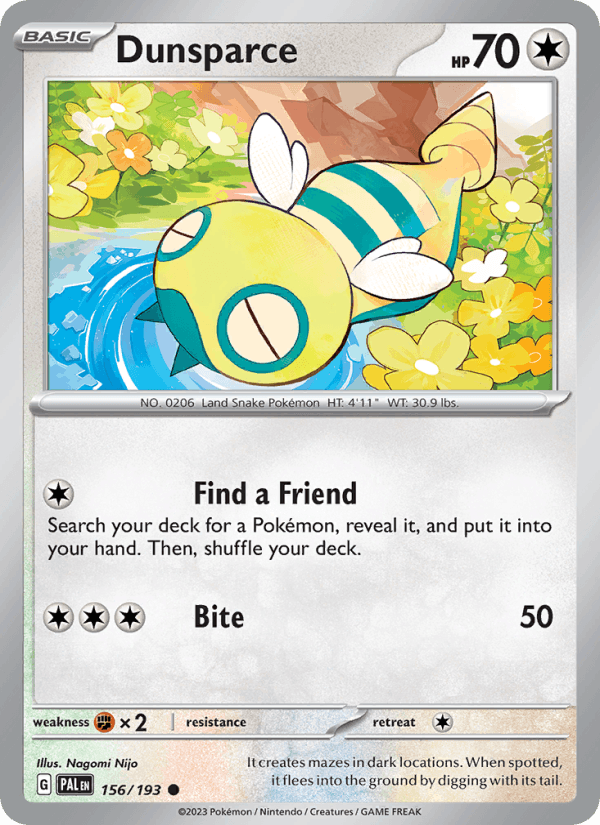 Dunsparce 156/193 Paldea Evolved English Pokémon card