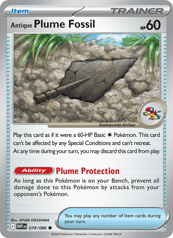 Antique Plume Fossil 79/86 White Flare English Pokémon card