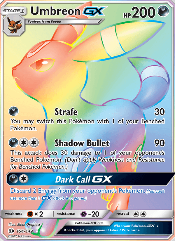 Umbreon GX 154/149 Sun & Moon Base Set English Pokémon card