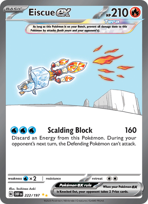 Eiscue ex 222/197 Obsidian Flames English Pokémon card