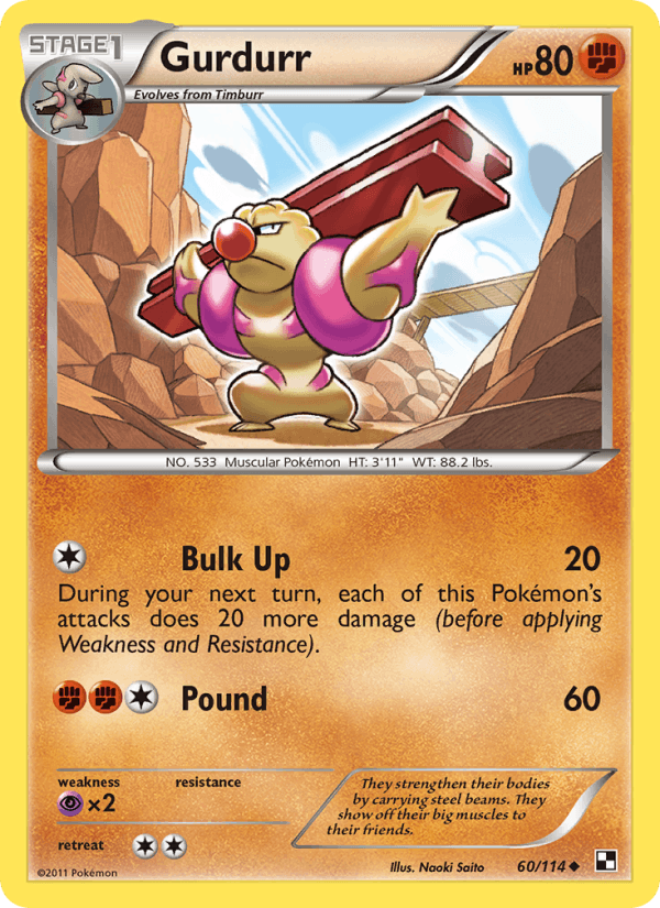 Gurdurr 60/114 Black & White English Pokémon card