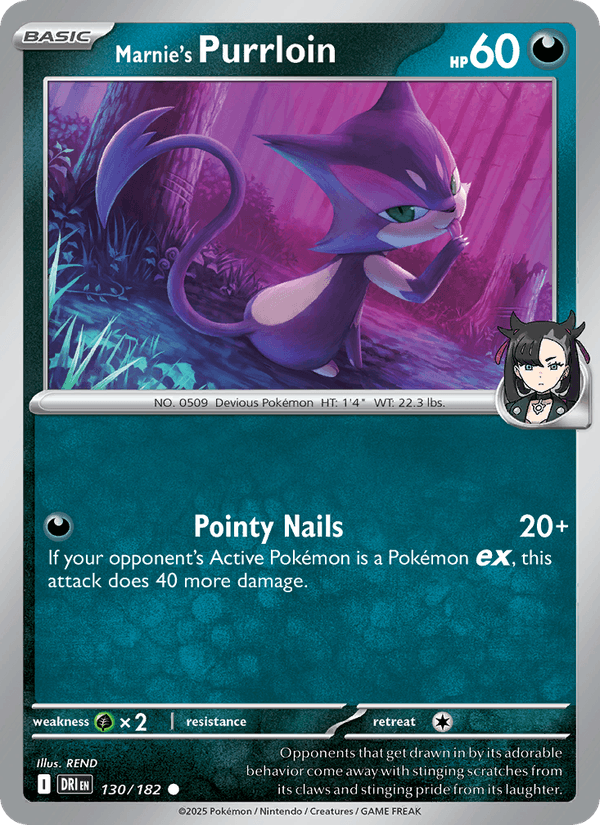 Marnie's Purrloin 130/182 Destined Rivals English Pokémon card