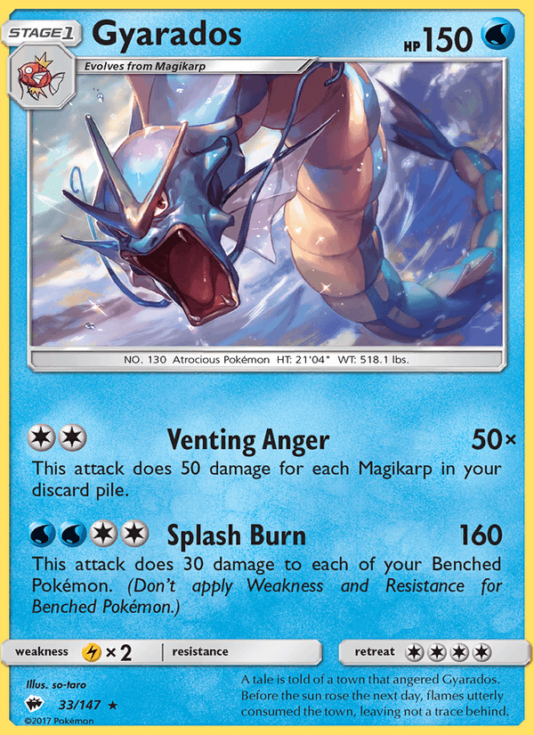 Gyarados 33/147 Burning Shadows English Pokémon card