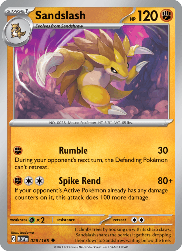 Sandslash 28/165 151 English Pokémon card