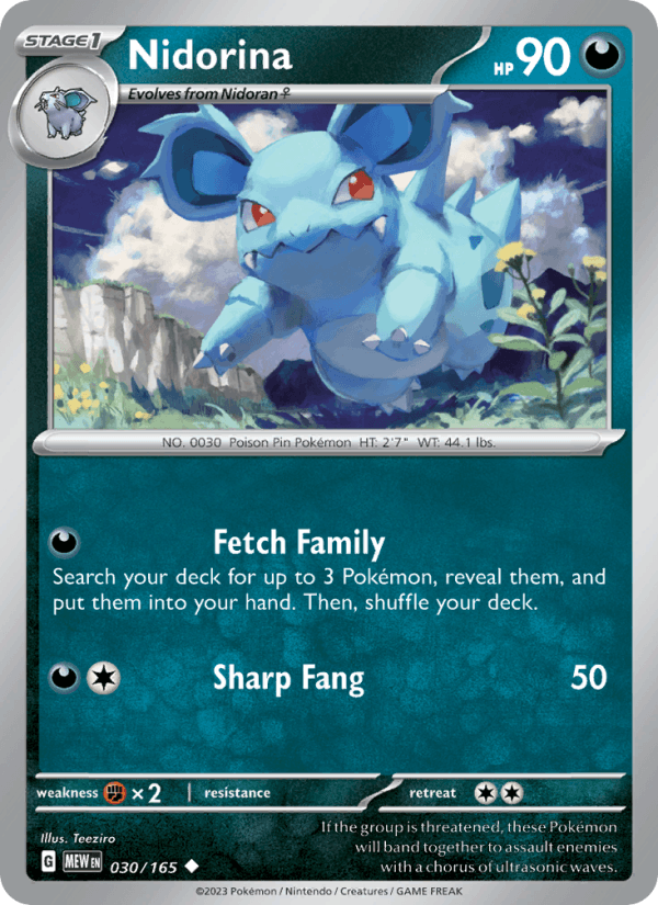 Nidorina 30/165 151 English Pokémon card