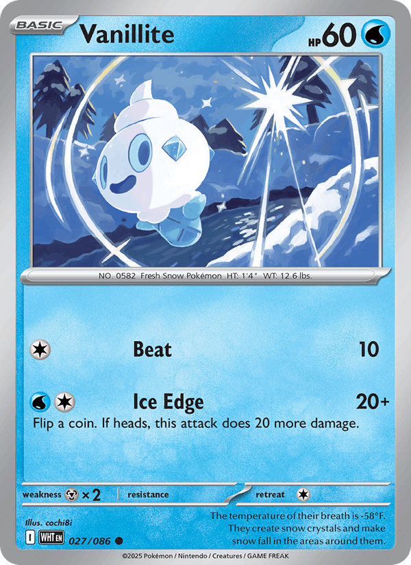 Vanillite 27/86 White Flare English Pokémon card