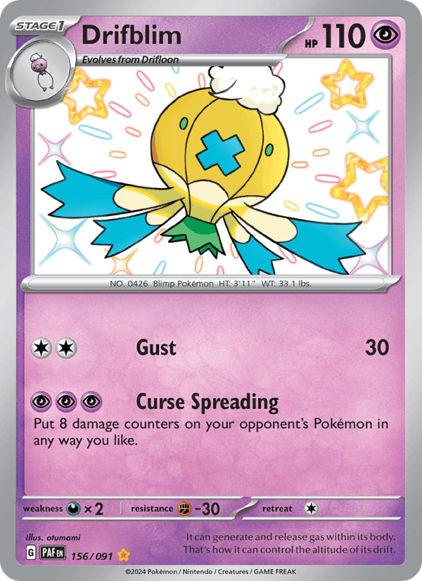 Drifblim 156/91 Paldean Fates English Pokémon card