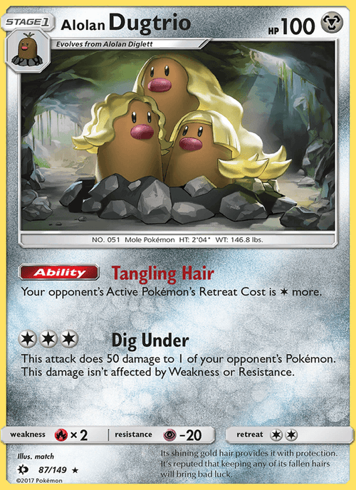 Alolan Dugtrio 87/149 Sun & Moon Base Set English Pokémon card