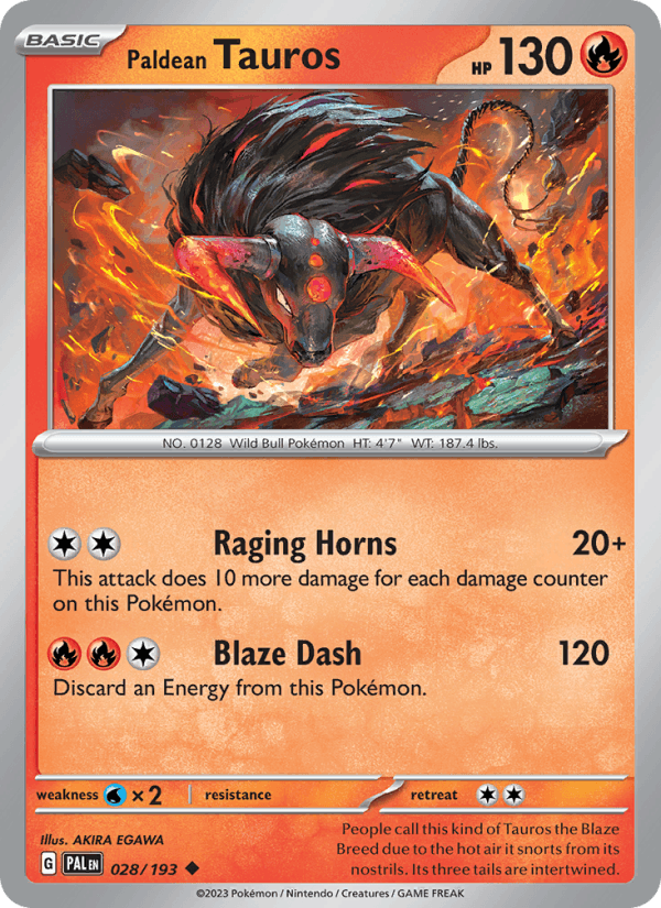 Paldean Tauros 28/193 Paldea Evolved English Pokémon card