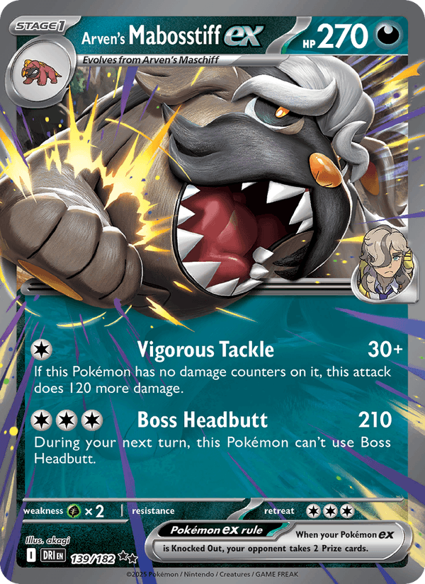 Arven's Mabosstiff ex 139/182 Destined Rivals English Pokémon card