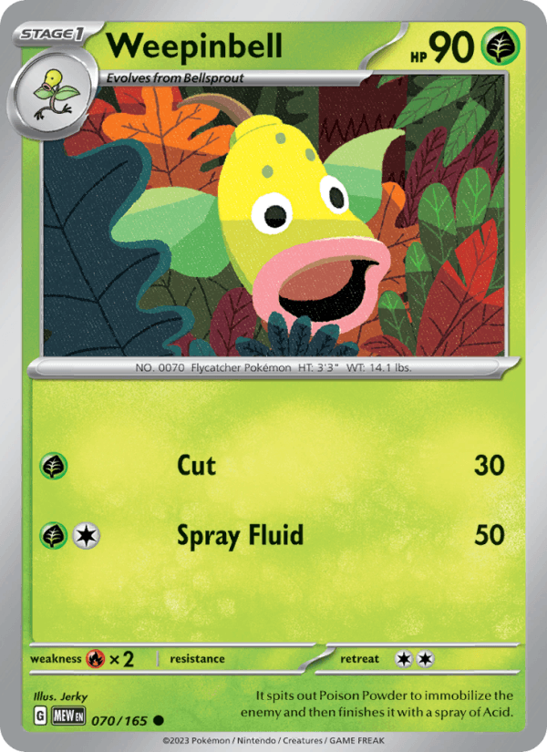 Weepinbell 70/165 151 English Pokémon card