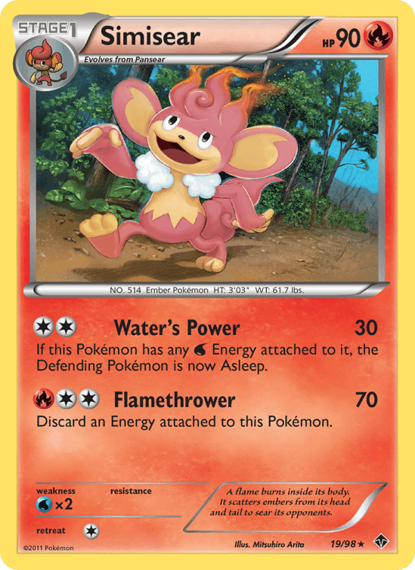 Simisear 19/98 Emerging Powers English Pokémon card