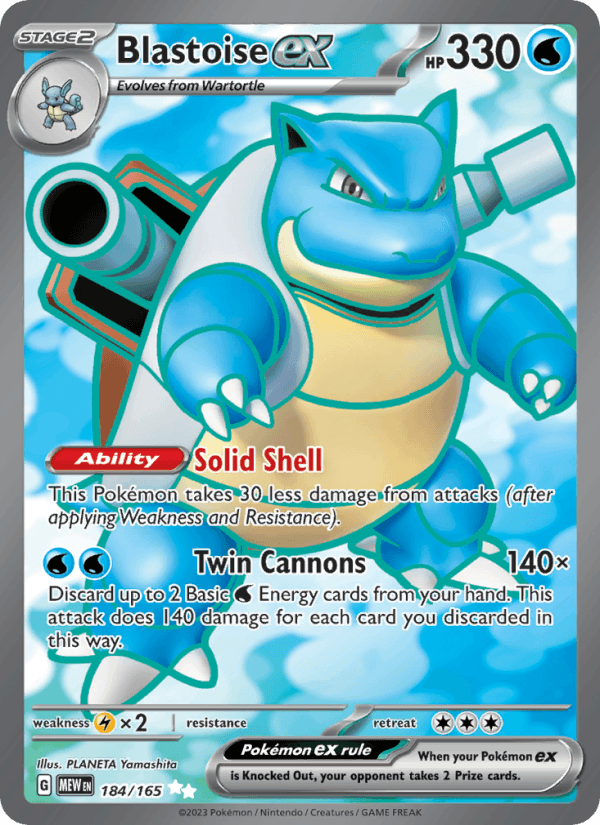 Blastoise ex 184/165 151 English Pokémon card