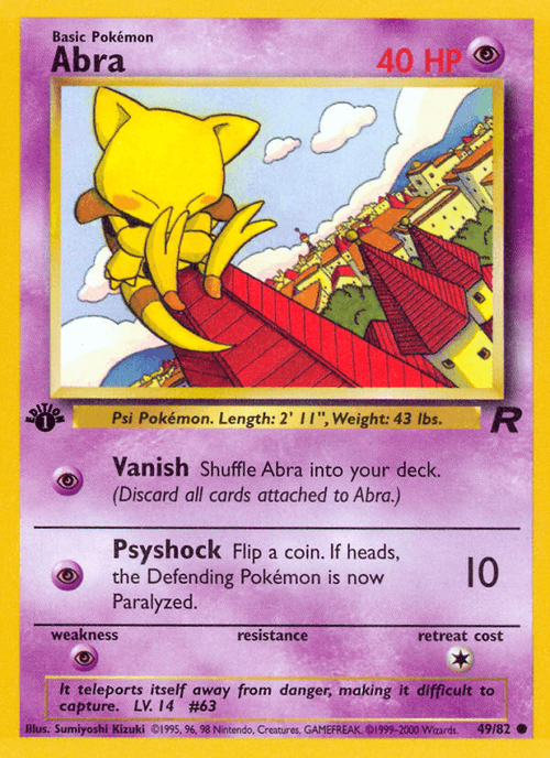 Abra 49/82 Team Rocket English Pokémon card
