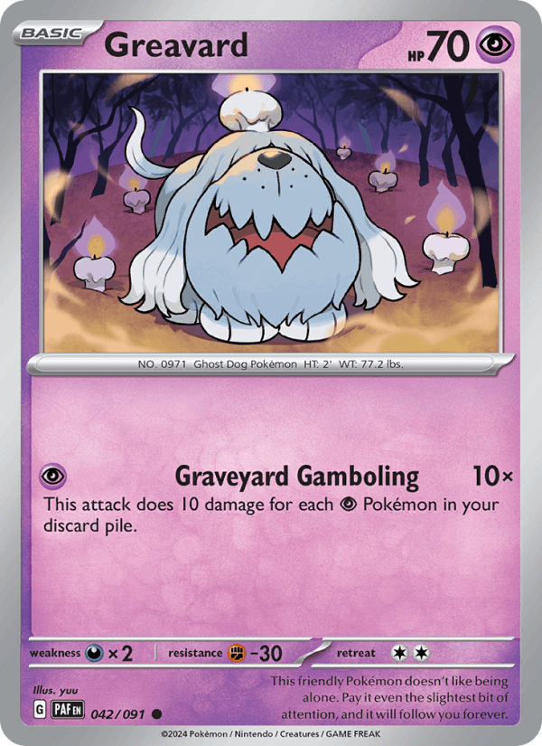 Greavard 42/91 Paldean Fates English Pokémon card