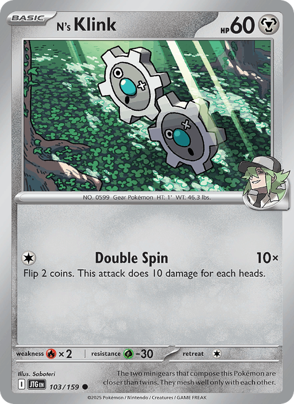 N's Klink 103/159 Journey Together English Pokémon card