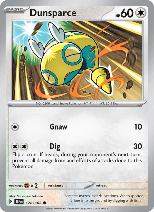 Dunsparce 128/162 Temporal Forces English Pokémon card
