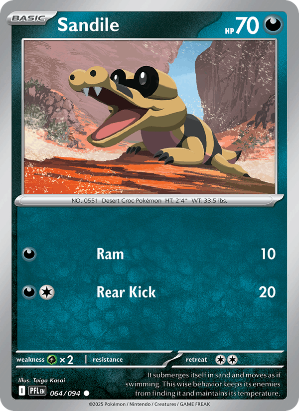 Sandile 64/94 Phantasmal Flames English Pokémon card