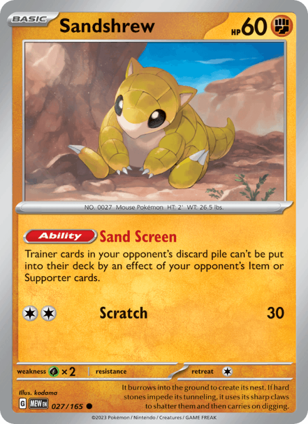Sandshrew 27/165 151 English Pokémon card