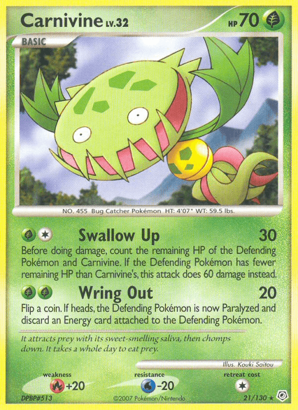 Carnivine 21/130 Diamond & Pearl English Pokémon card