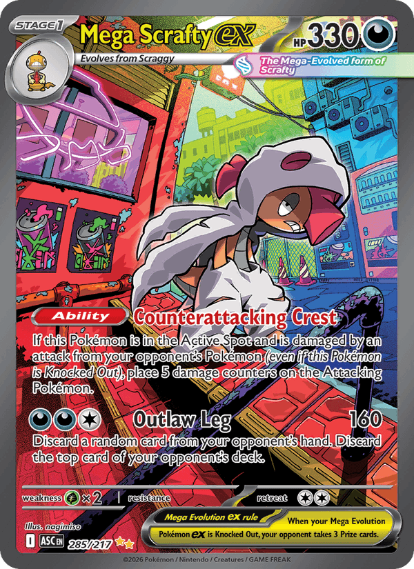 Mega Scrafty ex 285/217 Ascended Heroes English Pokémon card
