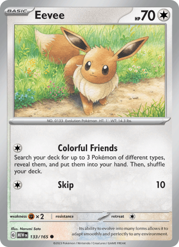 Eevee 133/165 151 English Pokémon card