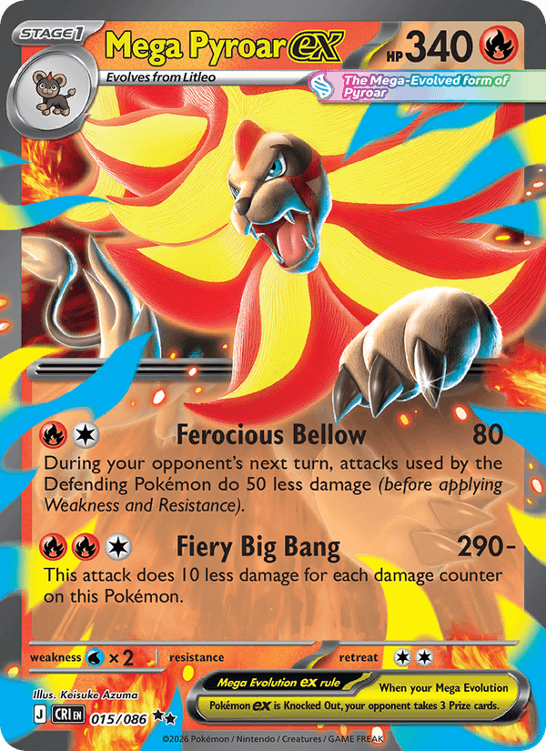 Mega Pyroar ex 15/86 Chaos Rising English Pokémon card