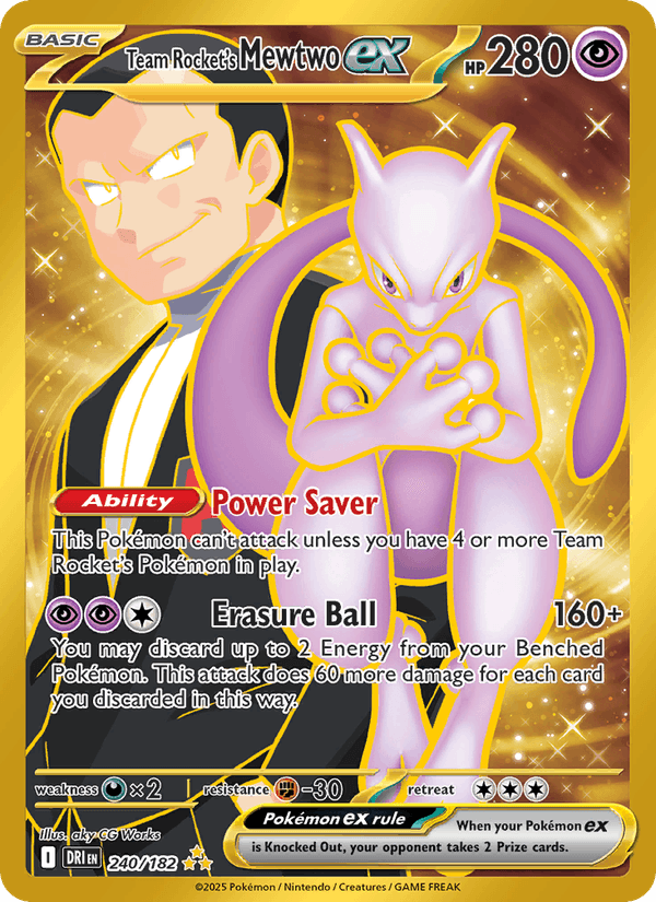 Team Rocket's Mewtwo ex 240/182 Destined Rivals English Pokémon card