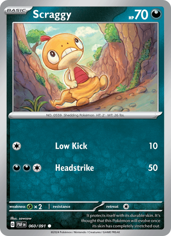 Scraggy 60/91 Paldean Fates English Pokémon card