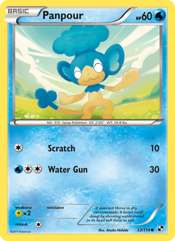 Panpour 33/114 Black & White English Pokémon card