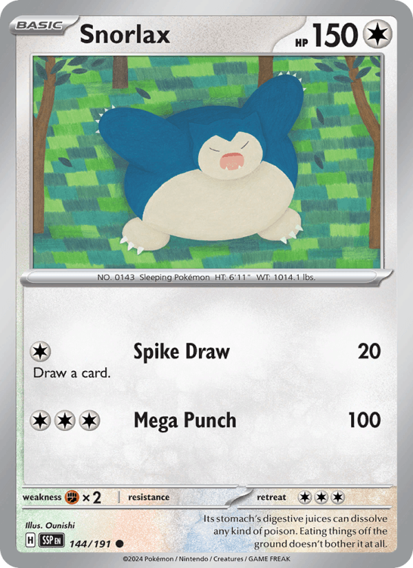 Snorlax 144/191 Surging Sparks English Pokémon card