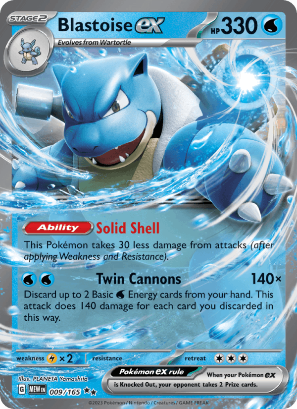 Blastoise ex 9/165 151 English Pokémon card