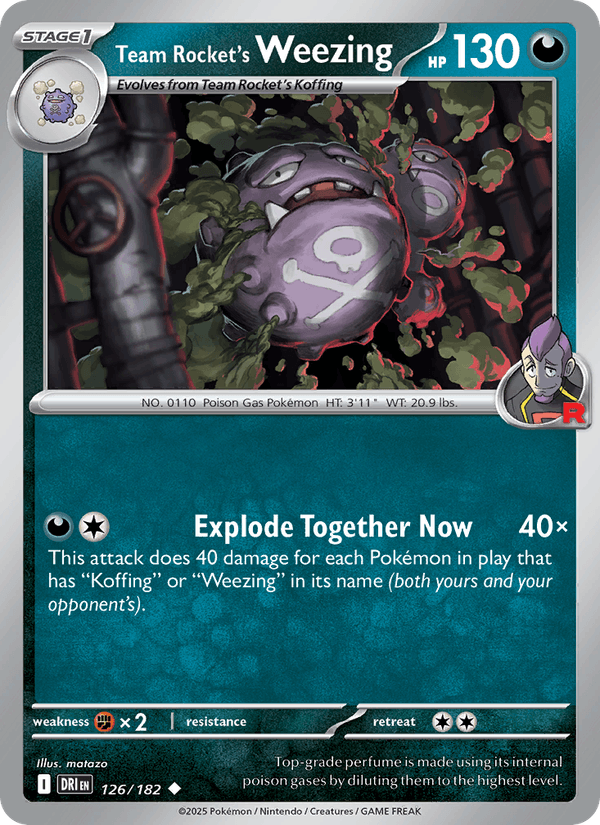 Team Rocket's Weezing 126/182 Destined Rivals English Pokémon card