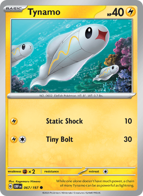 Tynamo 67/197 Obsidian Flames English Pokémon card