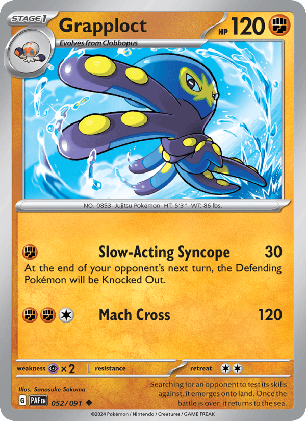 Grapploct 52/91 Paldean Fates English Pokémon card