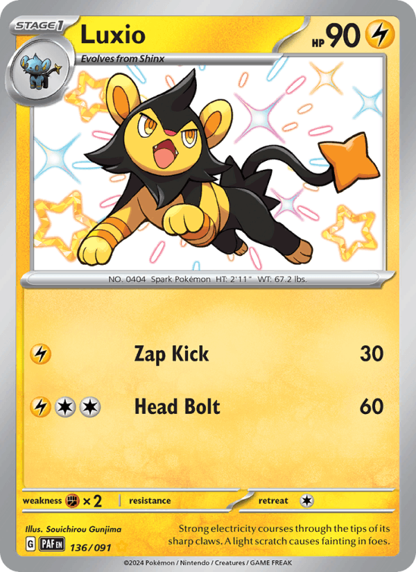 Luxio 136/91 Paldean Fates English Pokémon card