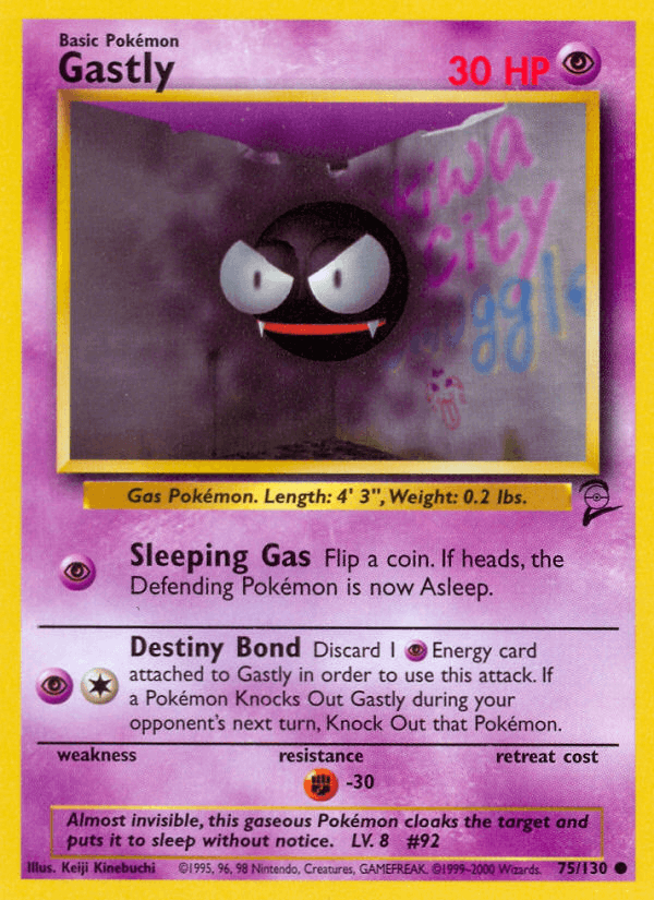 Gastly 75/130 Base Set 2 English Pokémon card