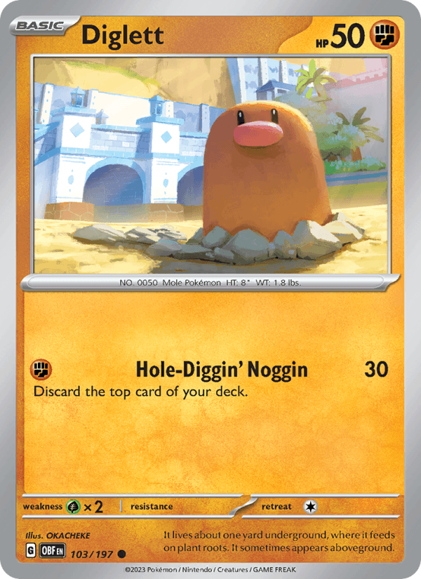 Diglett 103/197 Obsidian Flames English Pokémon card