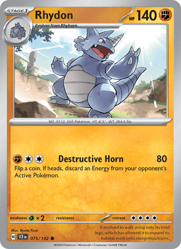 Rhydon 75/142 Stellar Crown English Pokémon card