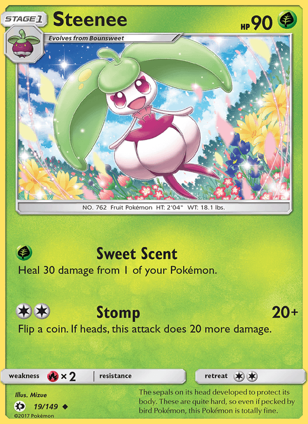 Steenee 19/149 Sun & Moon Base Set English Pokémon card