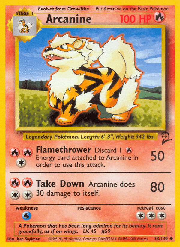 Arcanine 33/130 Base Set 2 English Pokémon card