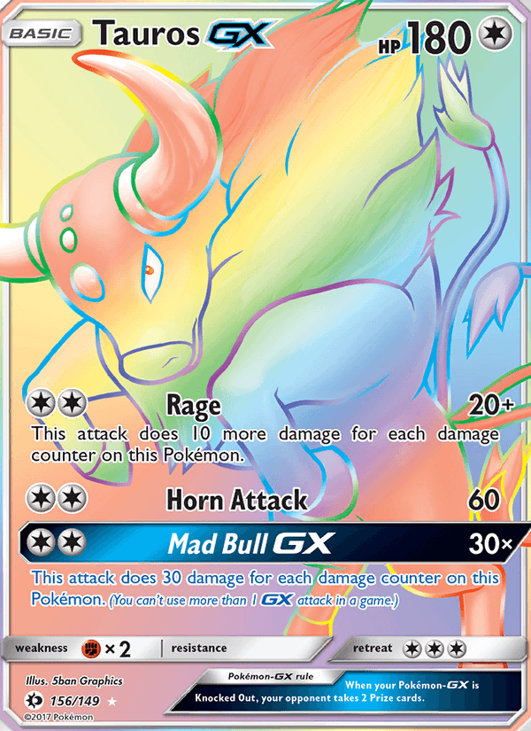 Tauros GX 156/149 Sun & Moon Base Set English Pokémon card