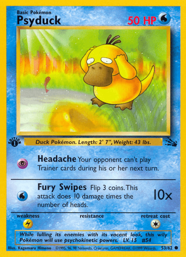 Psyduck 53/62 Fossil English Pokémon card