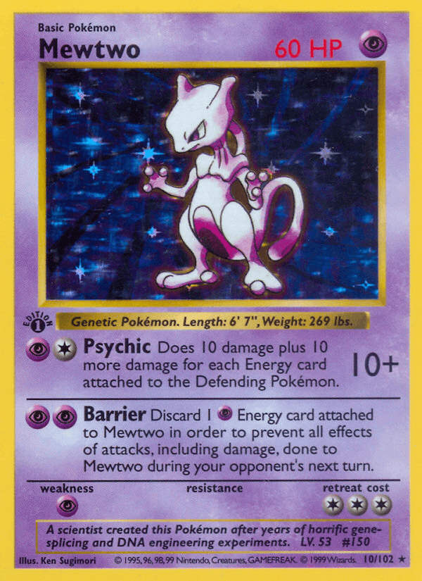 Mewtwo 10/102 Base Set English Pokémon card