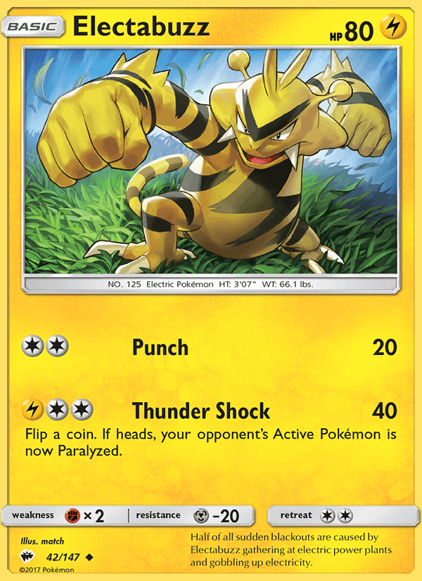 Electabuzz 42/147 Burning Shadows English Pokémon card