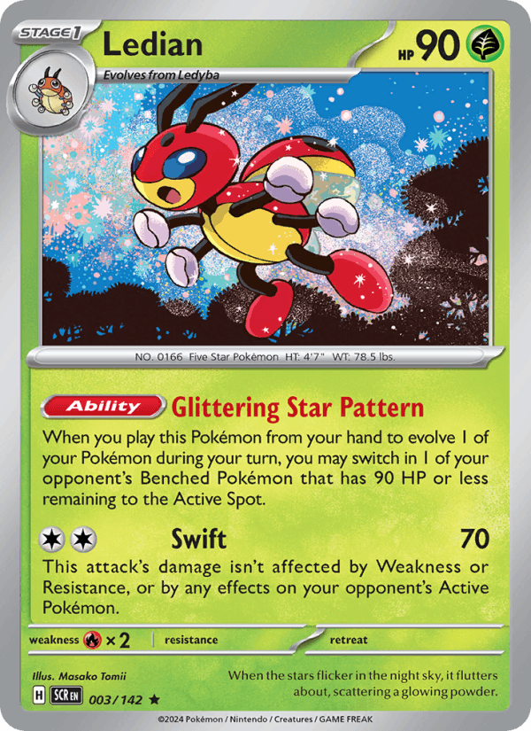 Ledian 3/142 Stellar Crown English Pokémon card