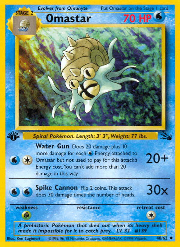 Omastar 40/62 Fossil English Pokémon card